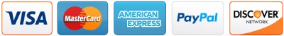 Visa, Mastercard, Amex, PayPal, Discover accepted